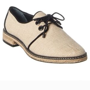 Tory Burch Tan and Black Lace-Up Flats